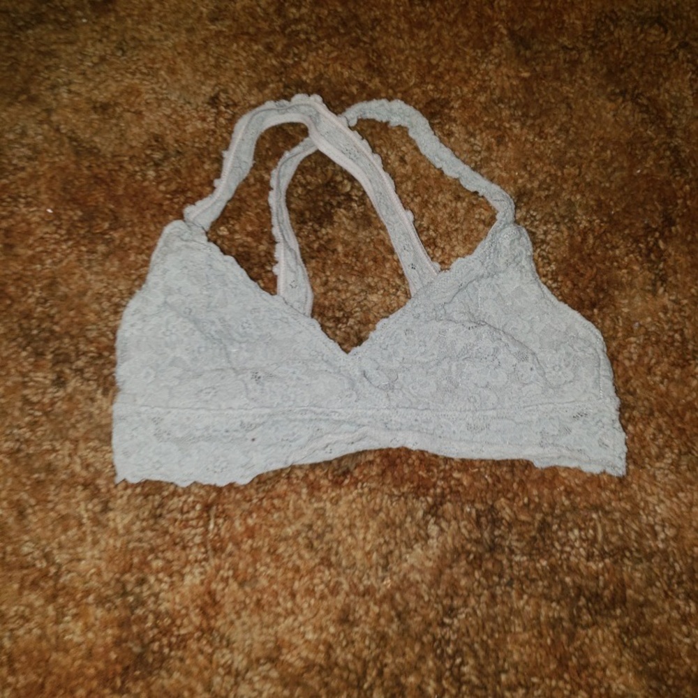 aerie, grey lace cross back bralette